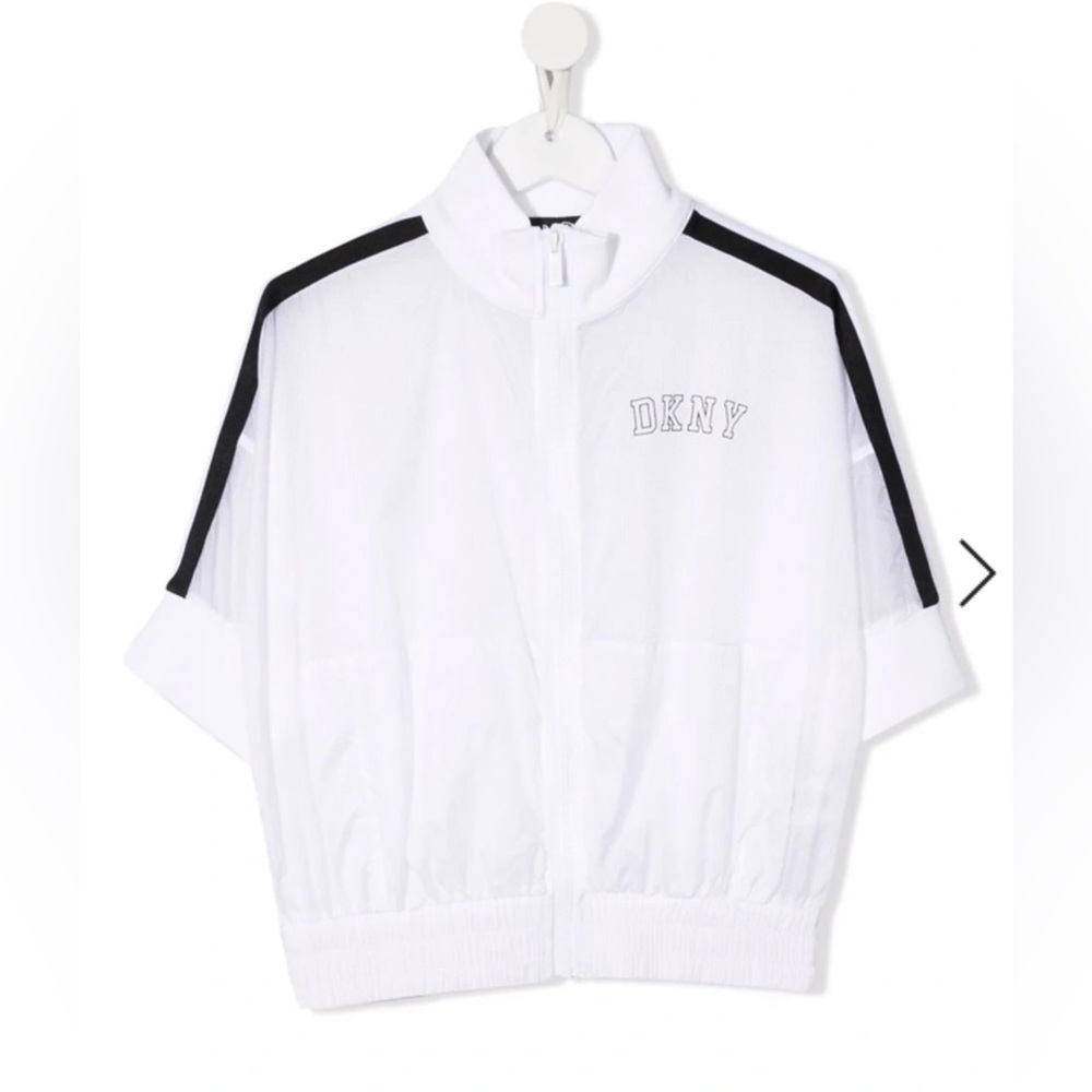 Dkny Teen Logo-print Half-sleeves Jacket and pants set In Bianco